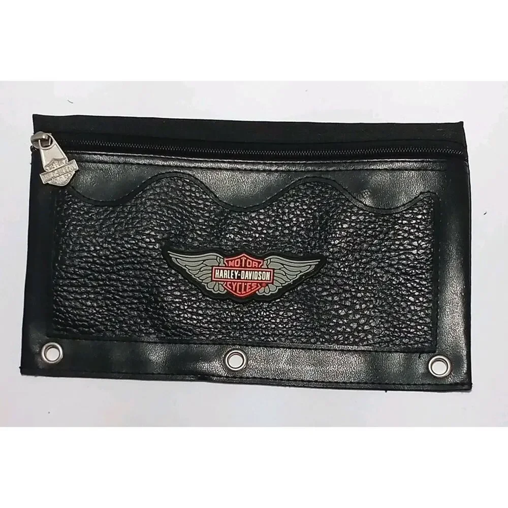 Harley Davidson Zippered Pencil Storage Pouch Black w/Logo Pre-owned Never Used